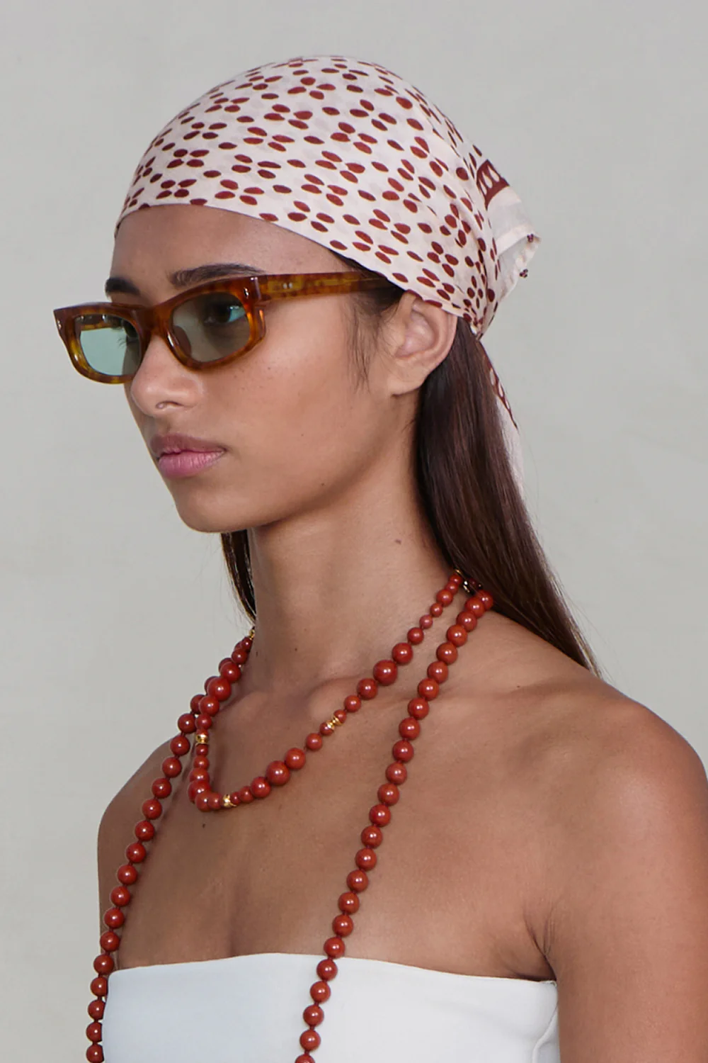 Chan Luu Beaded Floral Bandana - Pink Sand