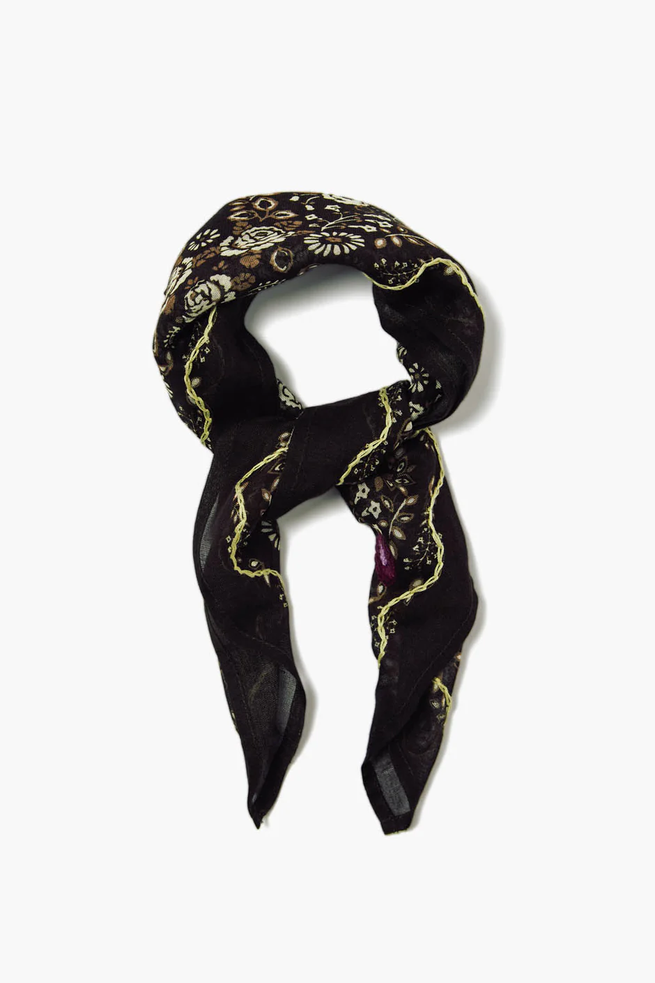 Chan Luu Embroidered Floral Bandana - Jet Black