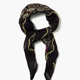 Chan Luu Embroidered Floral Bandana - Jet Black
