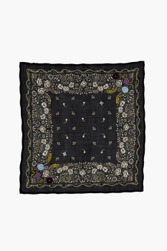 Chan Luu Embroidered Floral Bandana - Jet Black