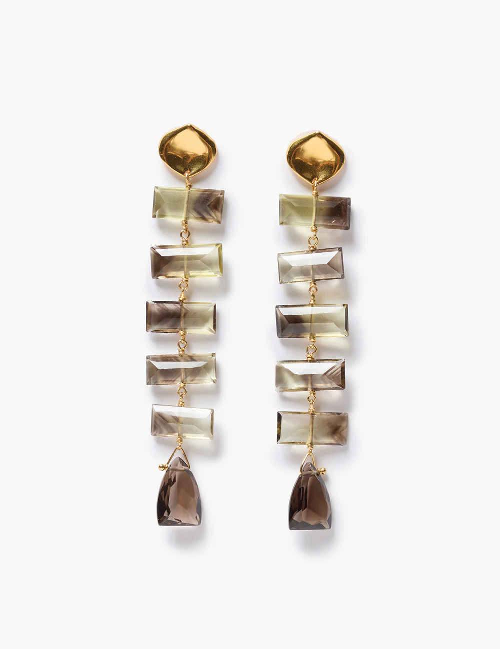 Chan Luu Fishbone Tiered Earrings Quartz