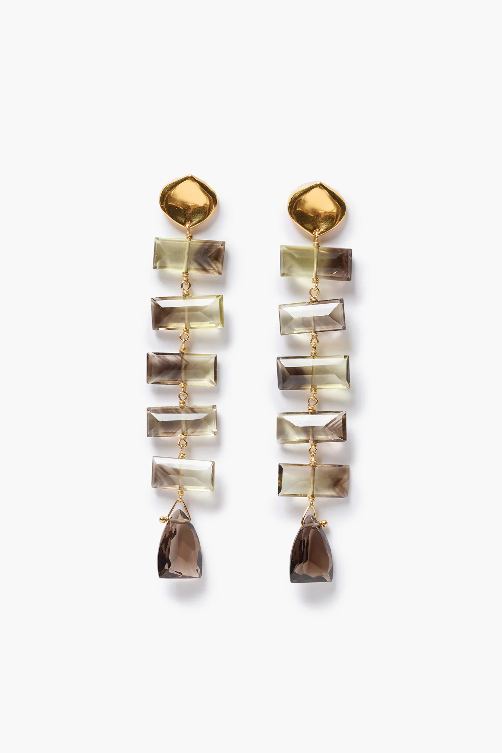Chan Luu Fishbone Tiered Earrings Quartz