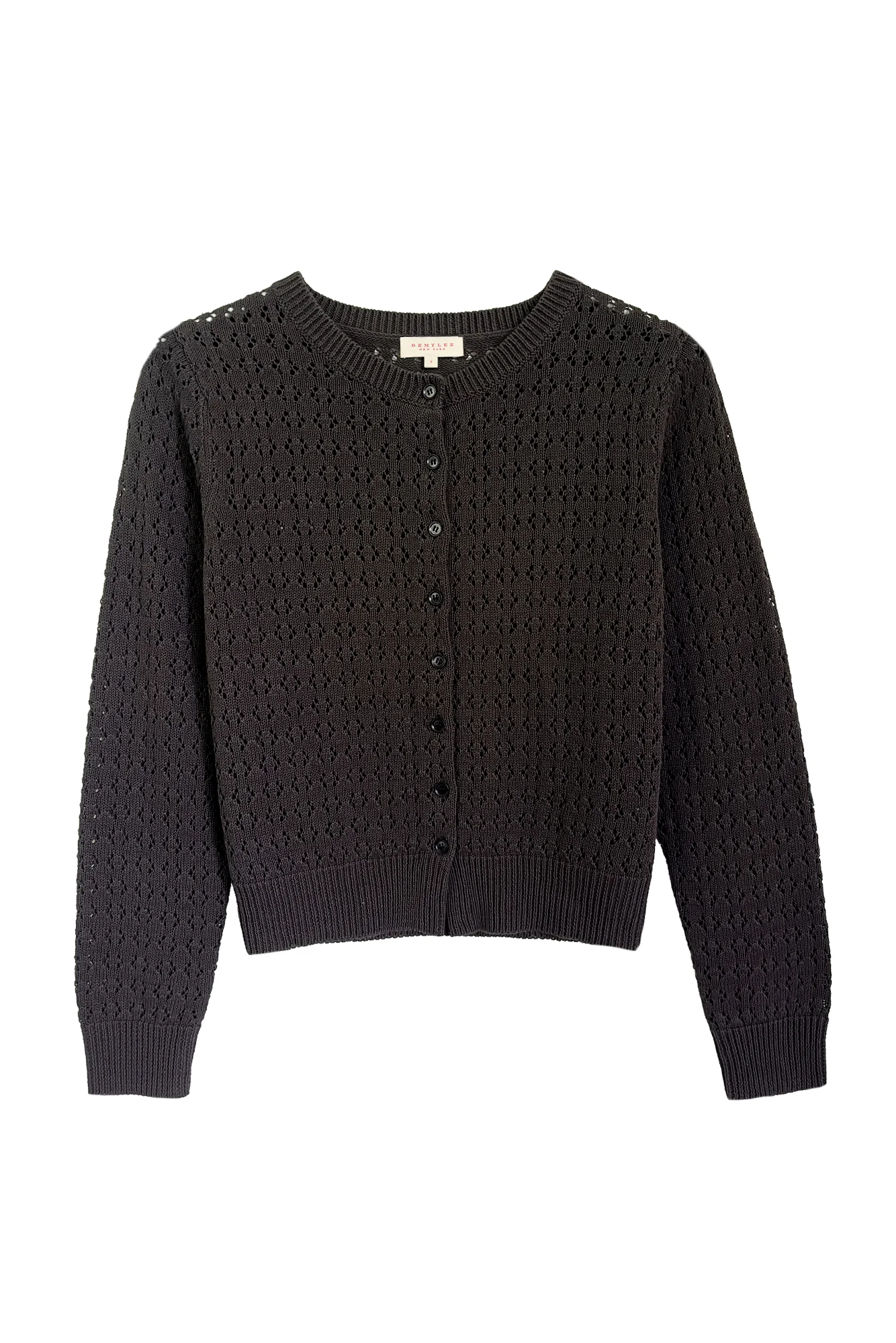 Demylee Emma Crochet Cotton Linen Cardigan - Shadow