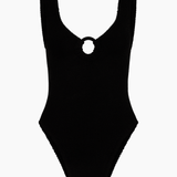 Hunza G Celine One Piece with Tonal Hoops - Black