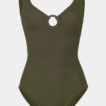 Hunza G Coverage Celine One Piece With Fabric Hoops - Metallic Khaki