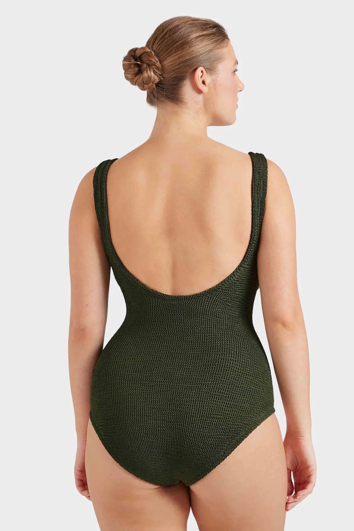 Hunza G Coverage Celine One Piece With Fabric Hoops - Metallic Khaki