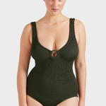 Hunza G Coverage Celine One Piece With Fabric Hoops - Metallic Khaki