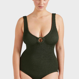 Hunza G Coverage Celine One Piece With Fabric Hoops - Metallic Khaki