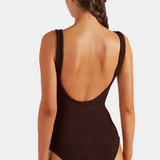 Hunza G Coverage Celine One Piece With Fabric Hoops - Metallic chocolate