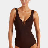 Hunza G Coverage Celine One Piece With Fabric Hoops - Metallic chocolate