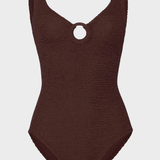 Hunza G Coverage Celine One Piece With Fabric Hoops - Metallic chocolate
