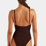 Hunza G Mai Beaded One Piece - Metallic Chocolate