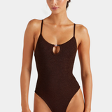 Hunza G Mai Beaded One Piece - Metallic Chocolate