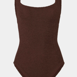 Hunza G Coverage Square Neck One Piece - Metallic Chocolate