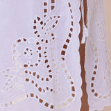 Juliet Dunn Narrow Poncho with Oversized Cutwork - white