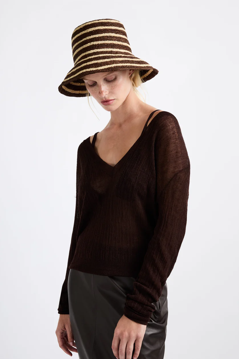 Janessa Leoné Felix Bucket Hat - Walnut Stripe