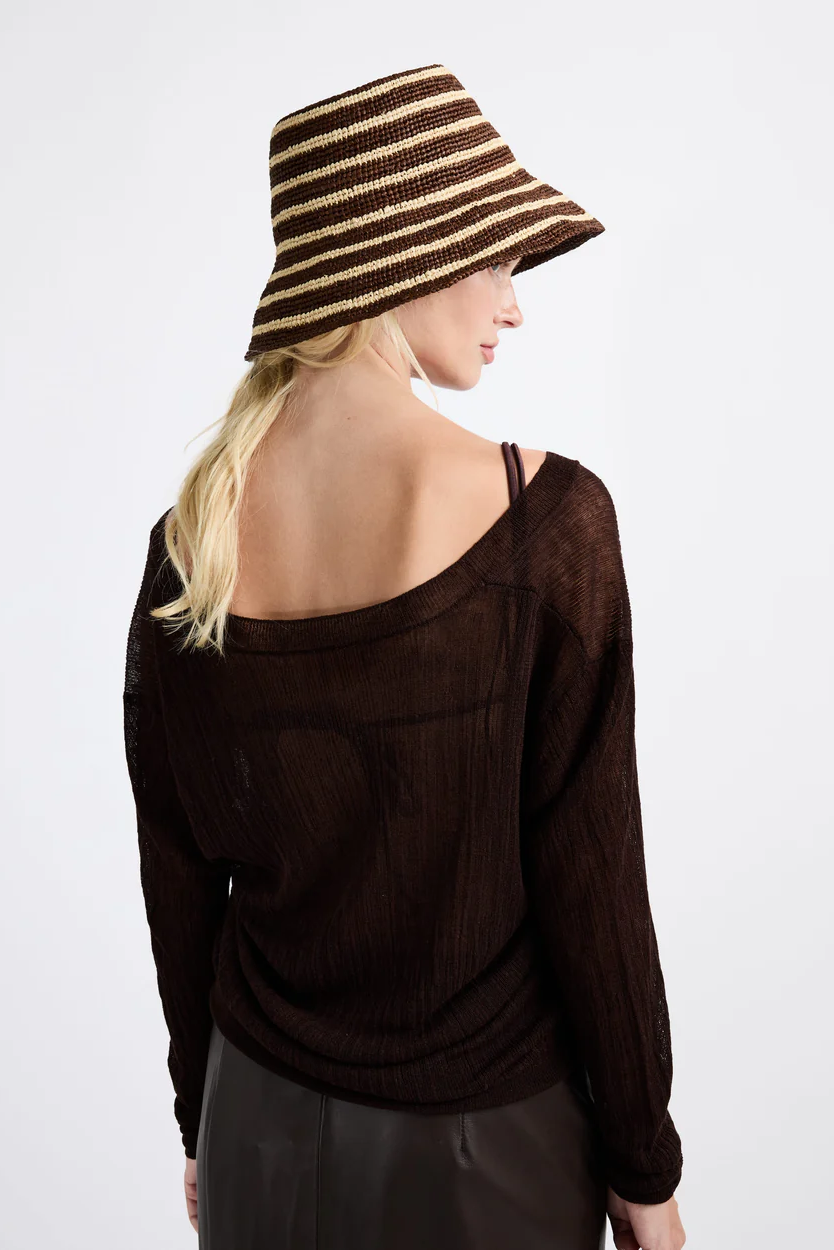 Janessa Leoné Felix Bucket Hat - Walnut Stripe