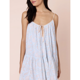 Juliet Dunn Pomegranate Print Loose Strappy Mini Dress - Ice Blue