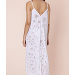 Juliet Dunn Poplin & Net Floral Cutwork Slip Dress with Ric Rac - White