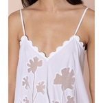 Juliet Dunn Poplin & Net Floral Cutwork Slip Dress with Ric Rac - White