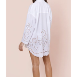 Juliet Dunn Shirt with Big Cutwork Embroidery - White