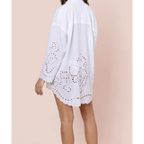 Juliet Dunn Shirt with Big Cutwork Embroidery - White