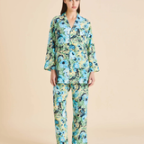 Olivia Von Halle Casablanca Silk Pajamas - Jardin Blue Floral