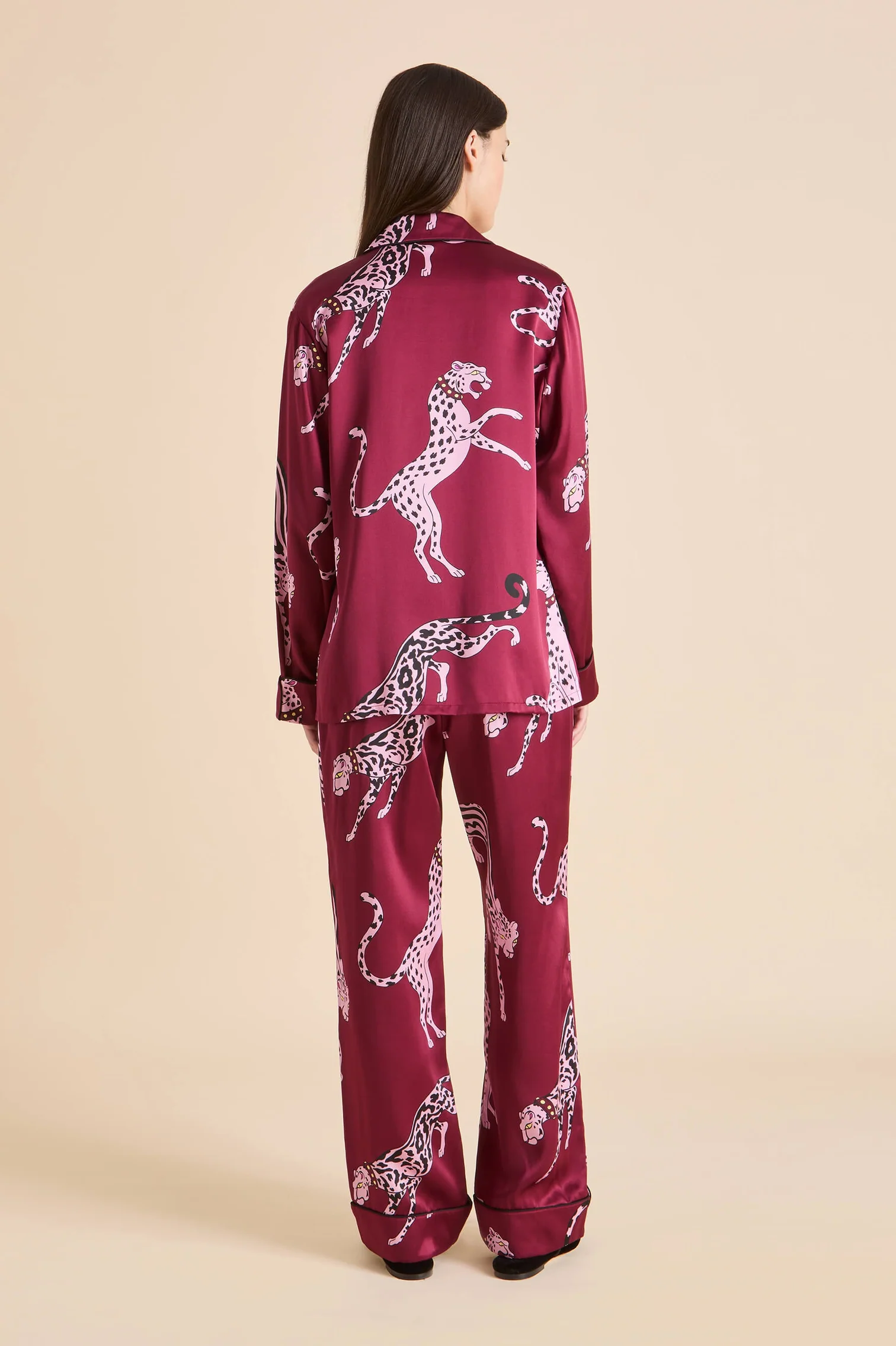 Olivia Von Halle Lila Silk Pajamas - Cherie Red Leopard