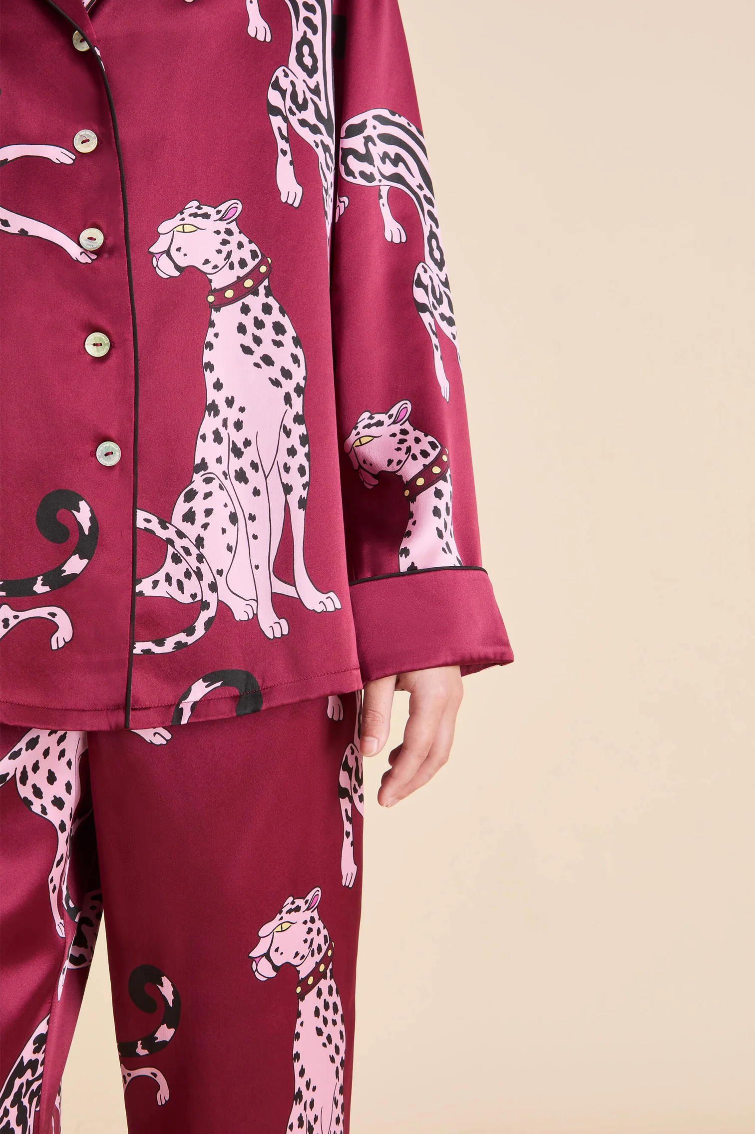 Olivia Von Halle Lila Silk Pajamas - Cherie Red Leopard