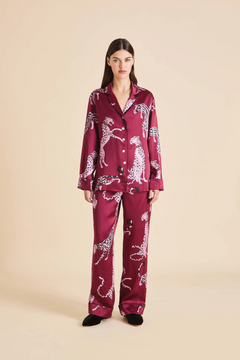 Olivia Von Halle Lila Silk Pajamas - Cherie Red Leopard