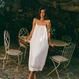 Peony Embroidered Midi Dress - Gardenia