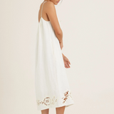Peony Embroidered Midi Dress - Gardenia