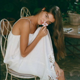 Peony Embroidered Midi Dress - Gardenia
