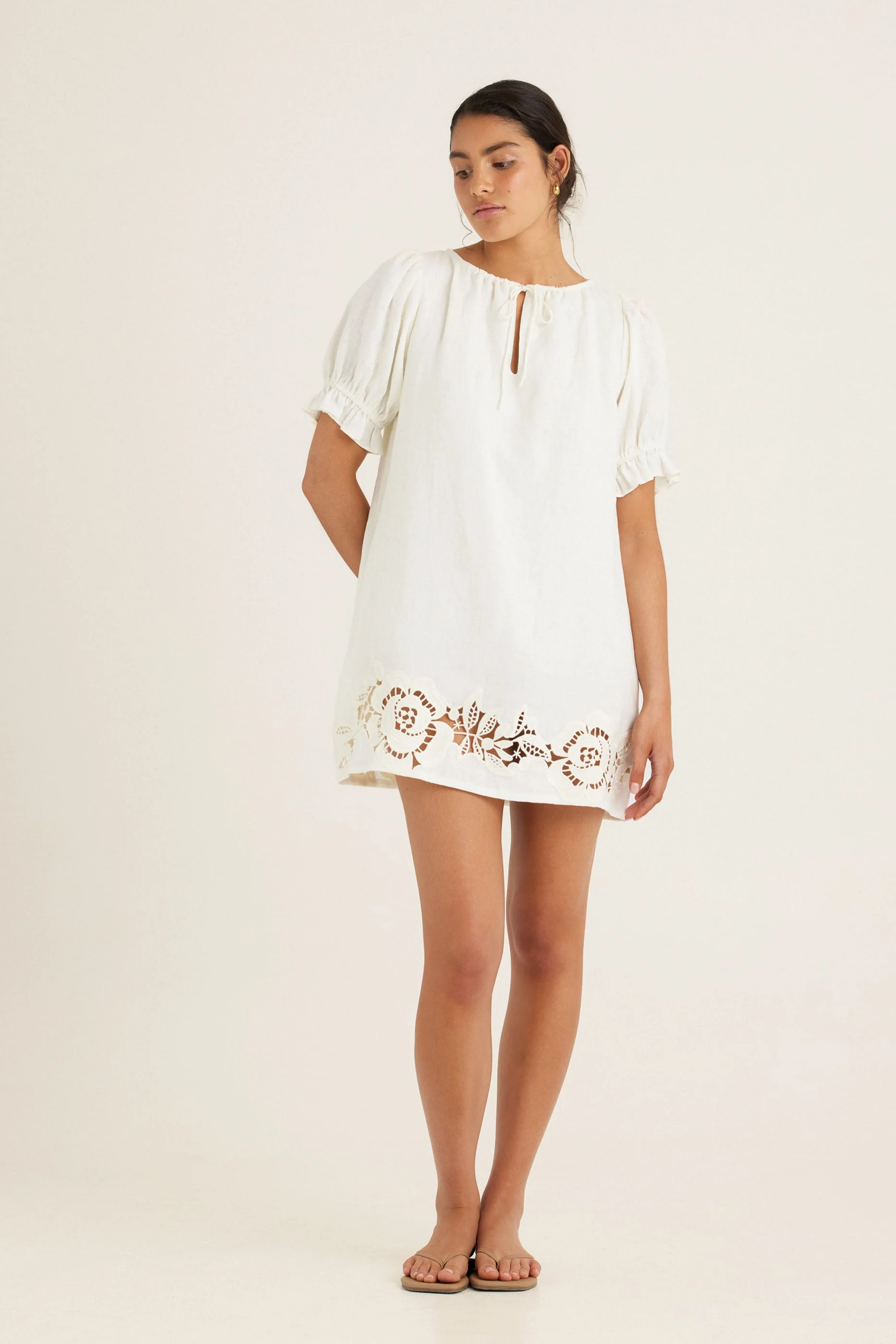 gardenia short dress Charo Ruiz Ibiza Gardenia Cream Botanic Lace Mini Dress