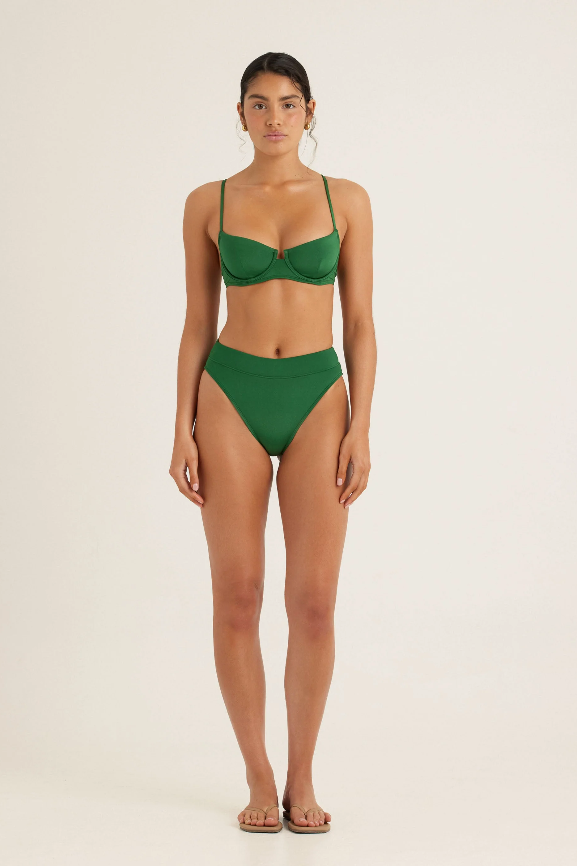 Peony Mid High Cut Pant - Bottle Green