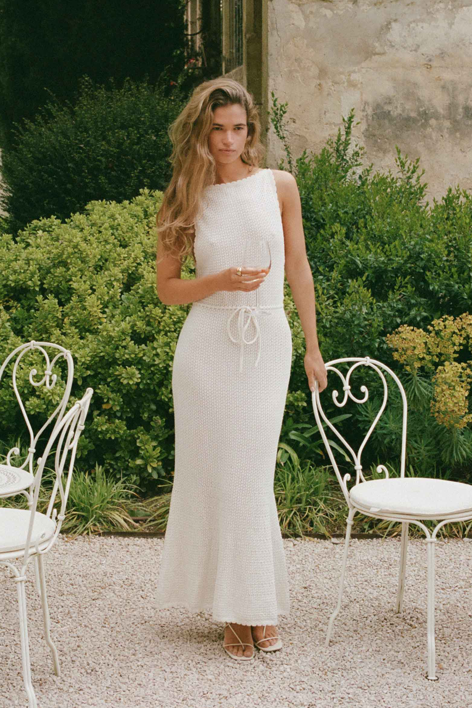 seashell midi dress Odette Beaded Seashell Mesh Sleeveless Midi Dress