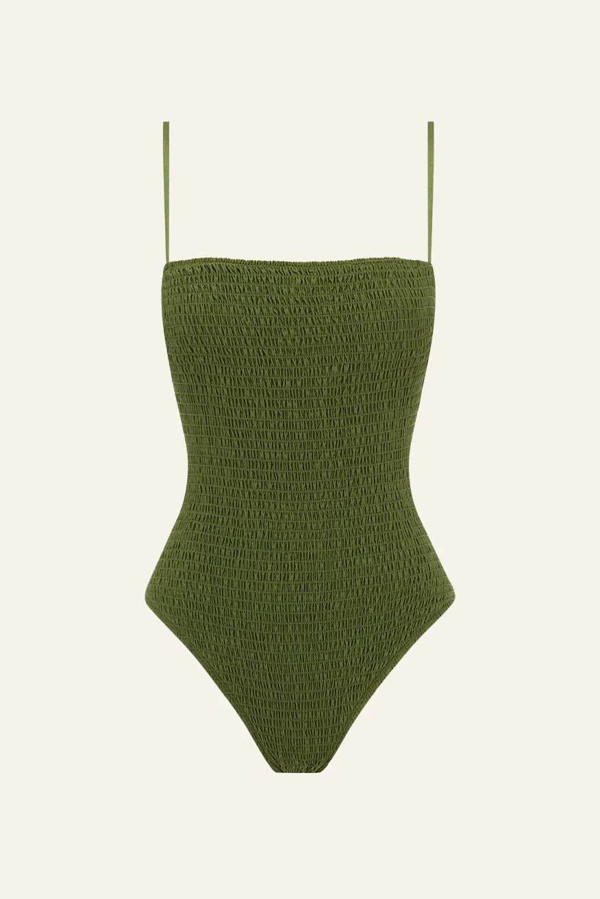 Peony Shirred One Piece - Olivine