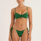 Peony Ruched Solstice Crop Channel String Pant - Bottle Green