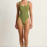 Hunza G Square Neck One Piece - Metallic Moss