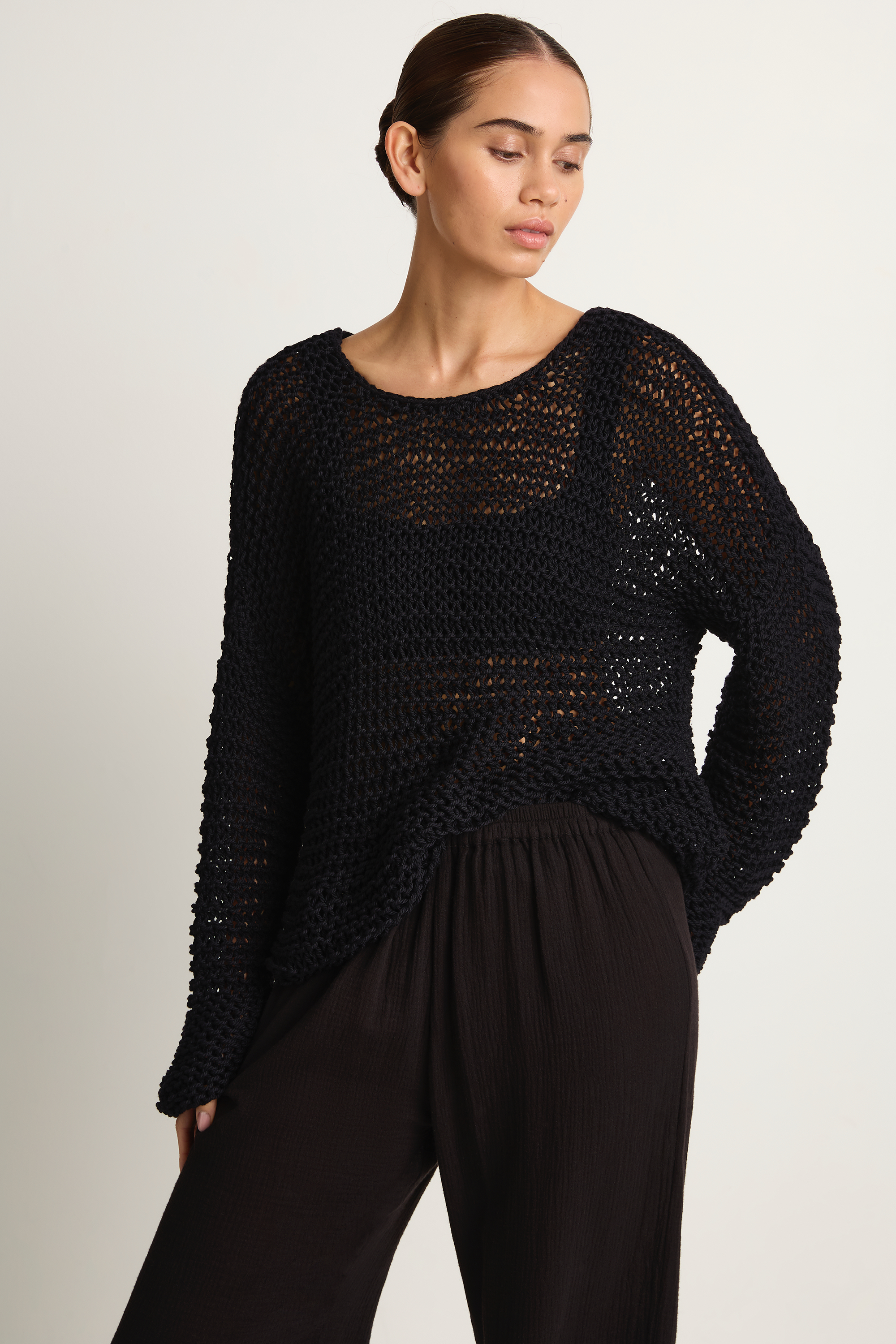 Mikoh Mehetia Knit Drop Shoulder Long Sleeve Top - Night