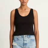 AMO Denim Crop Rib Tank - Black