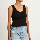 AMO Denim Crop Rib Tank - Black