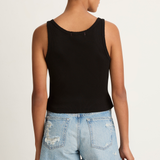 AMO Denim Crop Rib Tank - Black