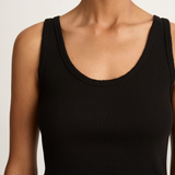 AMO Denim Crop Rib Tank - Black