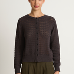 Demylee Emma Crochet Cotton Linen Cardigan - Shadow
