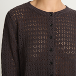 Demylee Emma Crochet Cotton Linen Cardigan - Shadow