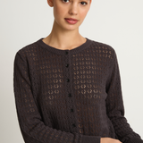 Demylee Emma Crochet Cotton Linen Cardigan - Shadow