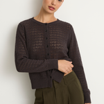 Demylee Emma Crochet Cotton Linen Cardigan - Shadow