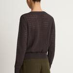 Demylee Emma Crochet Cotton Linen Cardigan - Shadow