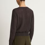 Demylee Emma Crochet Cotton Linen Cardigan - Shadow